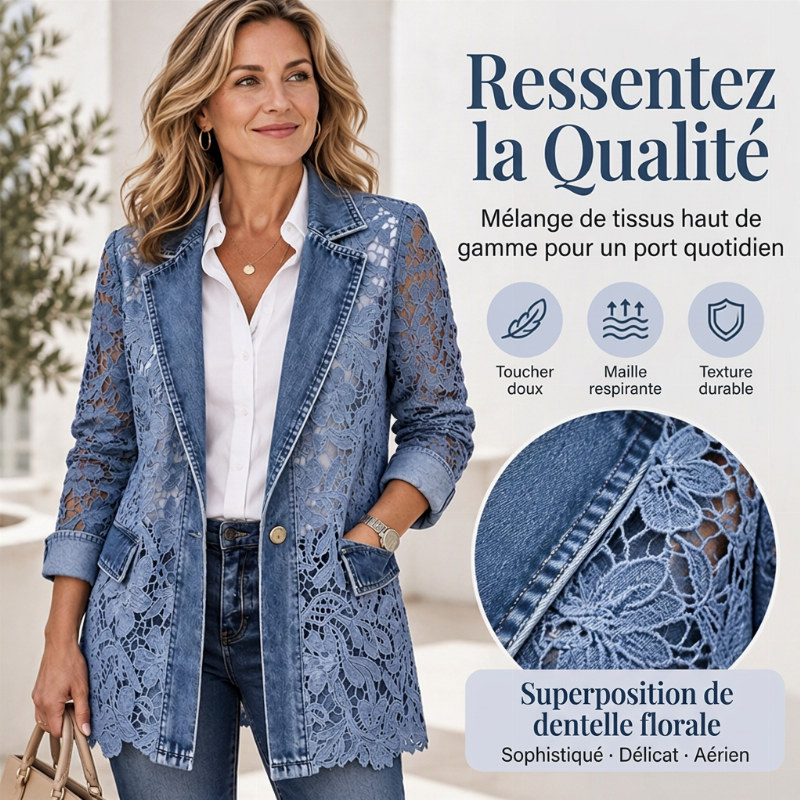 💖Soldes ! Prix cassés💖Veste en dentelle florale élégante pour femme à découpes