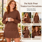 Ensemble pour femme composé d'un pull à ourlet festonné et d'une jupe plissée