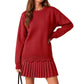 Ensemble pour femme composé d'un pull à ourlet festonné et d'une jupe plissée
