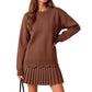 Ensemble pour femme composé d'un pull à ourlet festonné et d'une jupe plissée