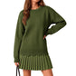 Ensemble pour femme composé d'un pull à ourlet festonné et d'une jupe plissée