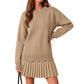 Ensemble pour femme composé d'un pull à ourlet festonné et d'une jupe plissée