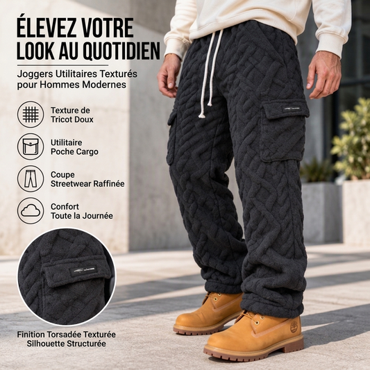 Pantalon cargo homme chaud et pelucheux en câble