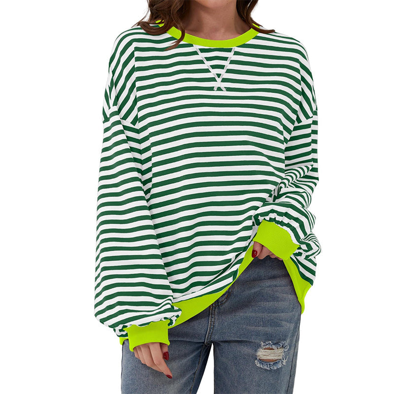 Haut à manches longues oversize rayé pour femme
