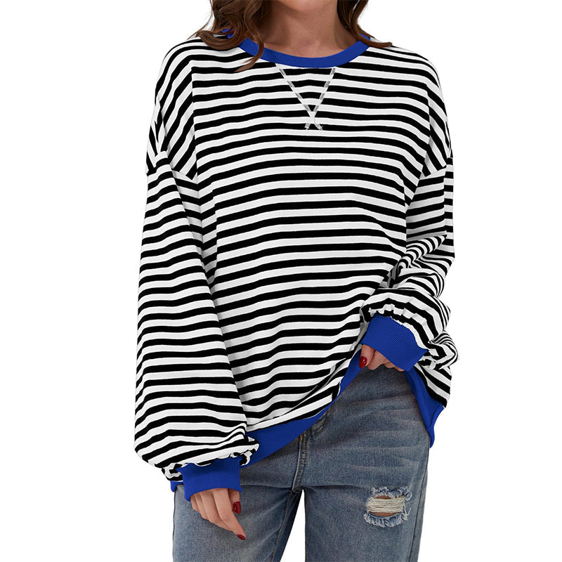 Haut à manches longues oversize rayé pour femme