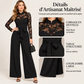 Combinaison élégante femme avec patchwork en dentelle et ceinture