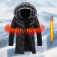 Idée cadeau parfaite - Blouson long à capuche chaud pour homme pour temps froid