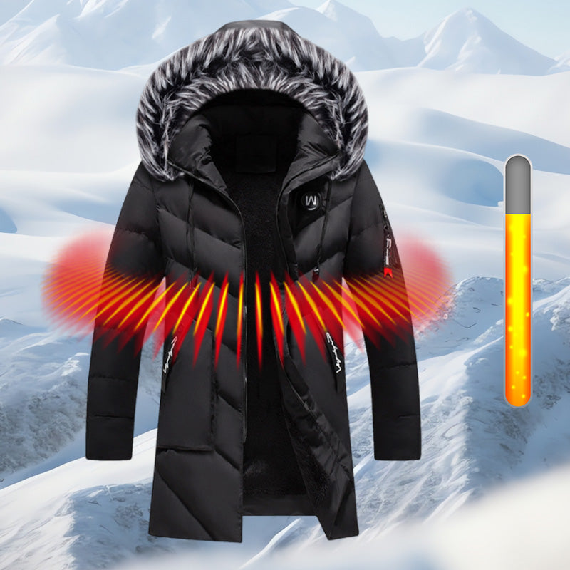 Idée cadeau parfaite - Blouson long à capuche chaud pour homme pour temps froid