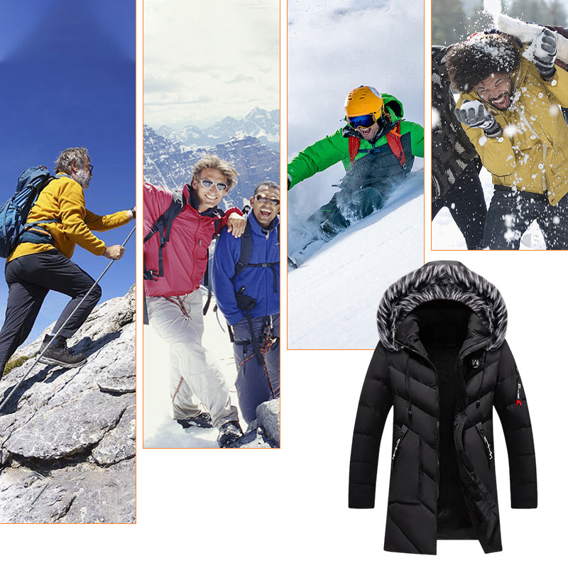 Idée cadeau parfaite - Blouson long à capuche chaud pour homme pour temps froid