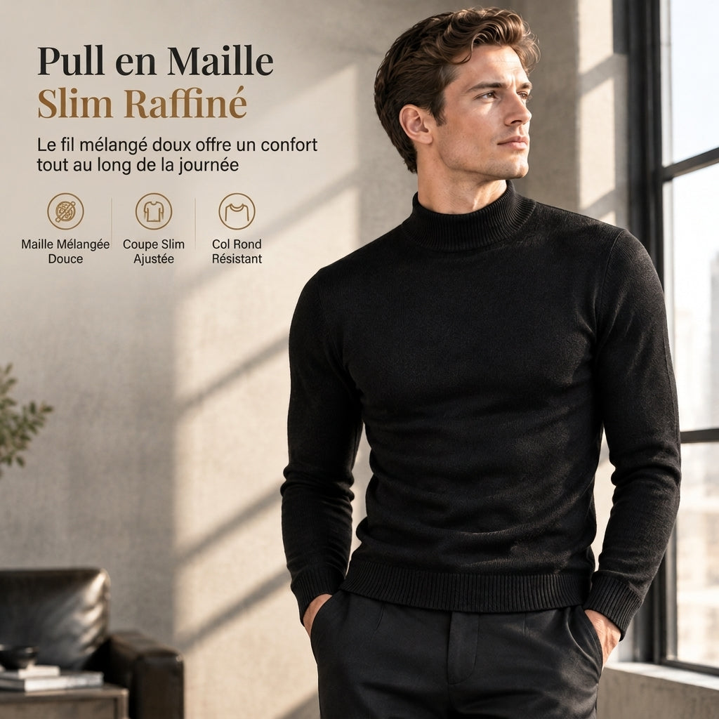 Pull en maille slim d'hiver pour homme