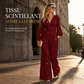 Ensemble deux pièces pour femme, automne-hiver, haut plissé à col V profond et manches bouffantes, avec pantalon large à poches