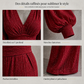 Ensemble deux pièces pour femme, automne-hiver, haut plissé à col V profond et manches bouffantes, avec pantalon large à poches