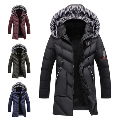 Idée cadeau parfaite - Blouson long à capuche chaud pour homme pour temps froid