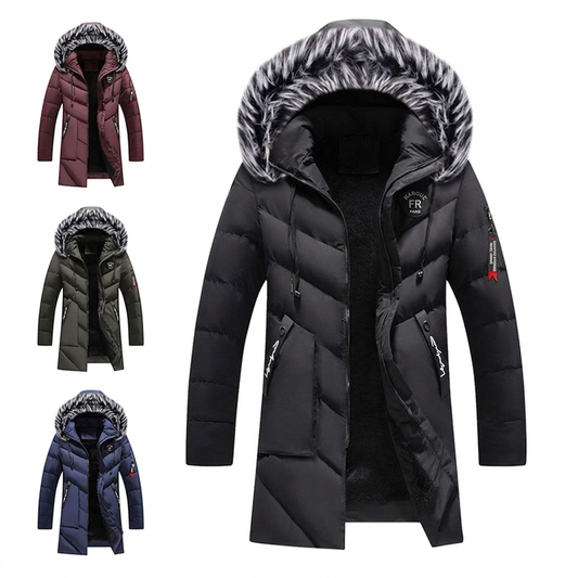 Idée cadeau parfaite - Blouson long à capuche chaud pour homme pour temps froid