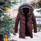 Idée cadeau parfaite - Blouson long à capuche chaud pour homme pour temps froid