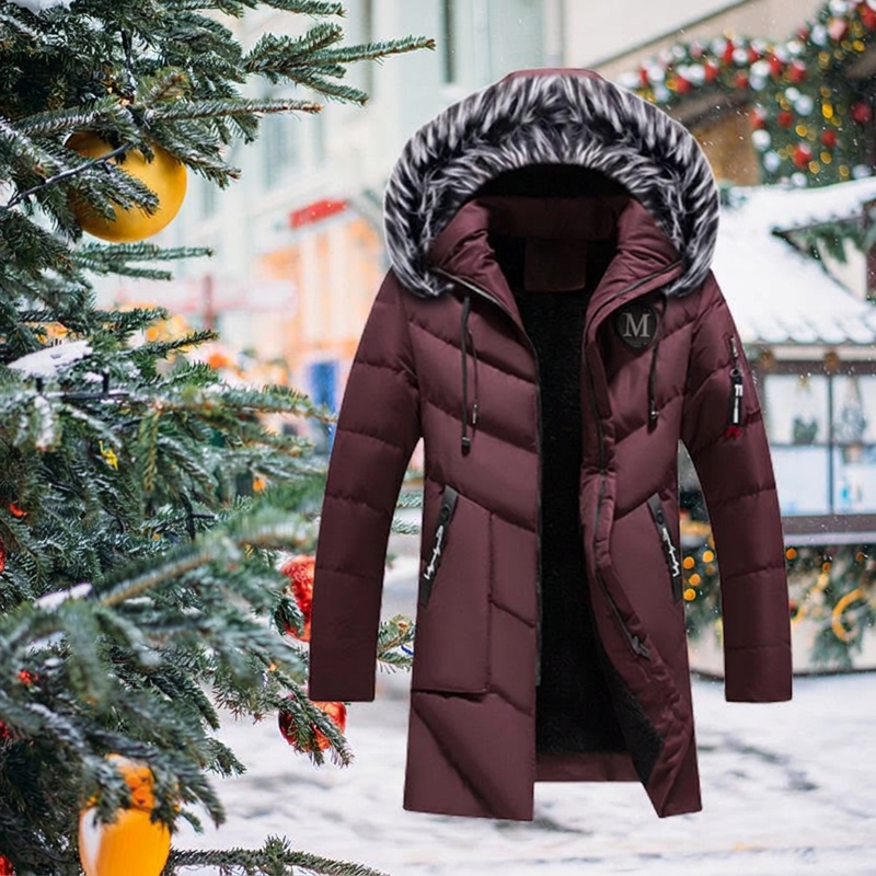 Idée cadeau parfaite - Blouson long à capuche chaud pour homme pour temps froid