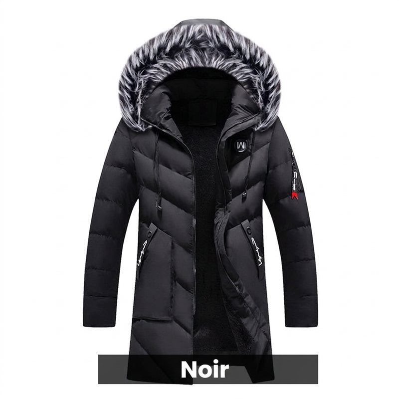 Idée cadeau parfaite - Blouson long à capuche chaud pour homme pour temps froid