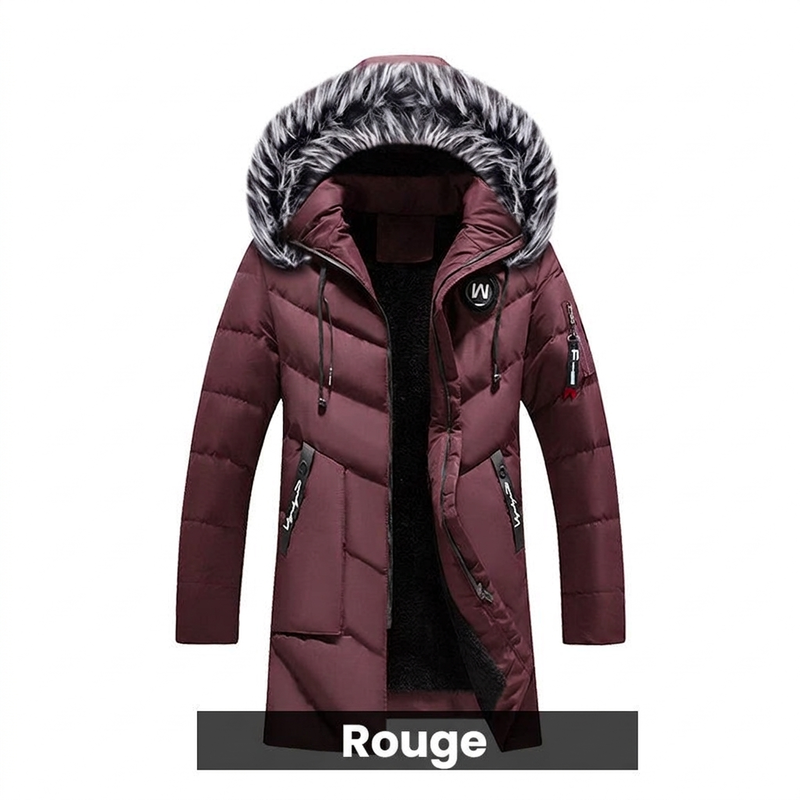 Idée cadeau parfaite - Blouson long à capuche chaud pour homme pour temps froid
