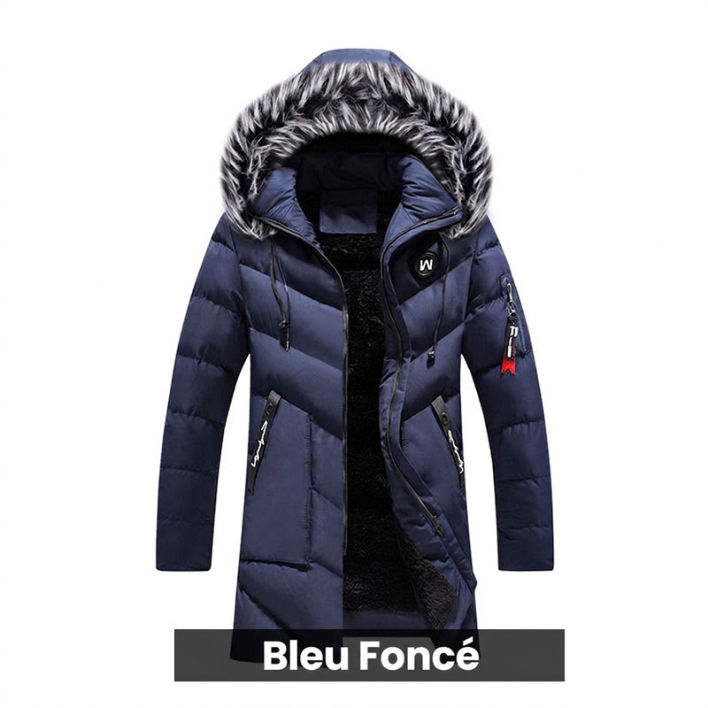 Idée cadeau parfaite - Blouson long à capuche chaud pour homme pour temps froid