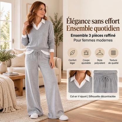 ✨ Ensemble 3 pièces en tricot décontracté et confortable pour femme : facile à porter au quotidien 🧶