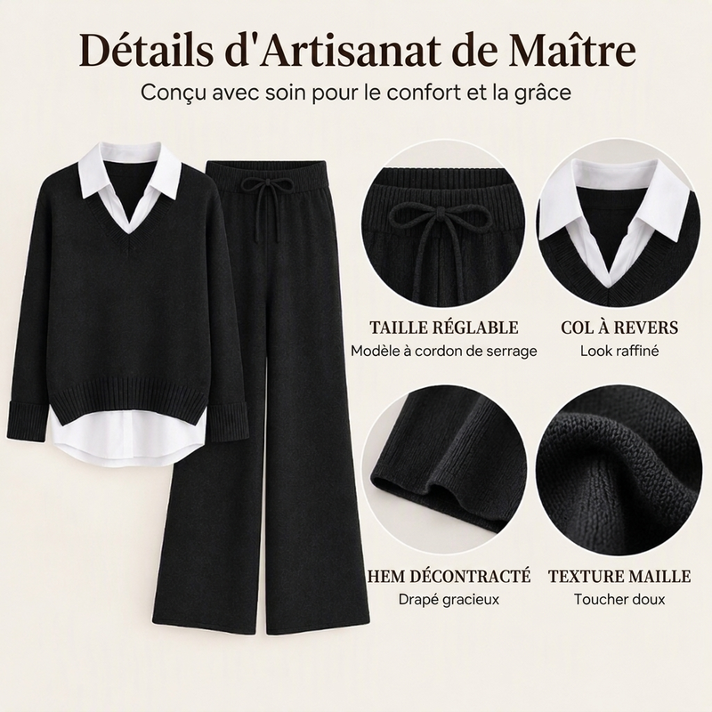✨ Ensemble 3 pièces en tricot décontracté et confortable pour femme : facile à porter au quotidien 🧶