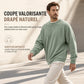 Pull à col rond en velours côtelé à manches longues pour hommes