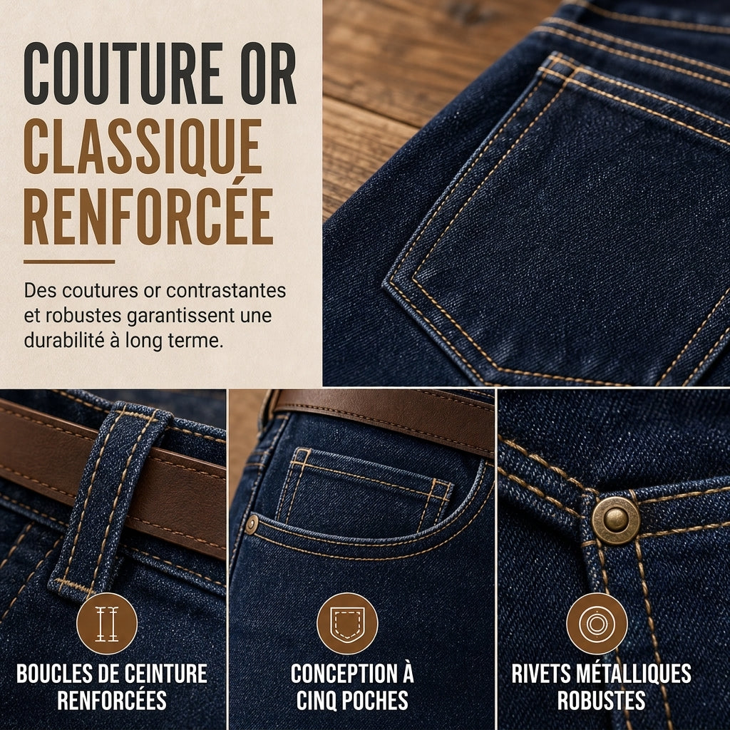 Jeans en denim étirables à jambe droite classique pour femmes