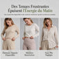 Ensemble deux pièces femme en maille côtelée, tunique à manches longues et haute fente et pantalon