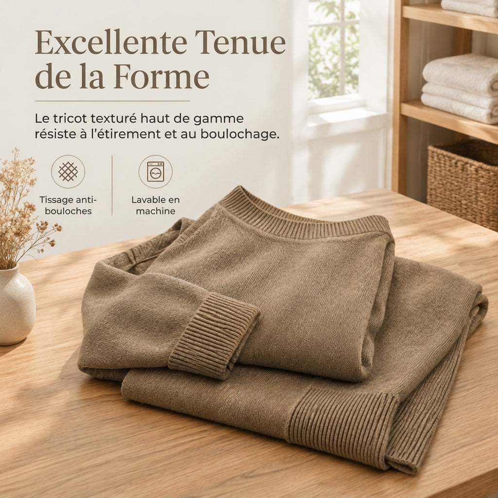 Ensemble deux pièces en maille pour femme, coupe décontractée
