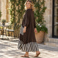 ⏰ Dernier jour des soldes – 52% DE RÉDUCTION ✨Robe longue à manches longues en patchwork rayé pour femme