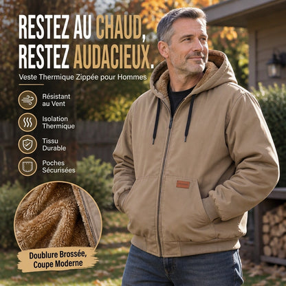 Veste d'hiver décontractée à capuche et thermorégulatrice pour homme