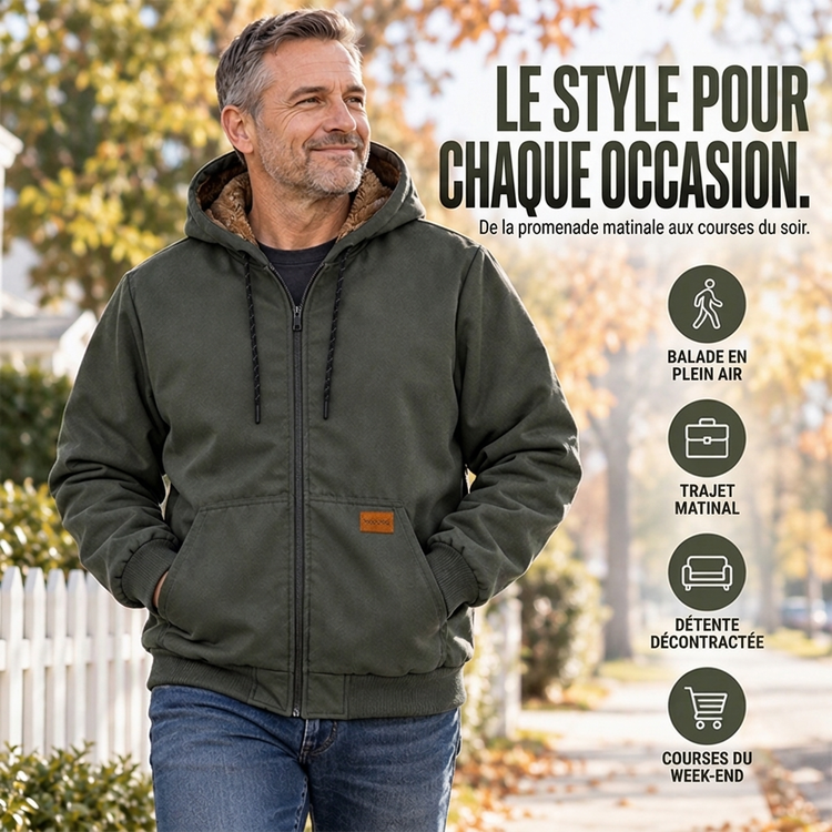 Veste d'hiver décontractée à capuche et thermorégulatrice pour homme