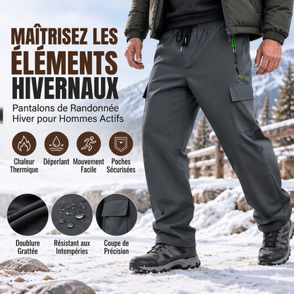 Pantalon cargo imperméable et doublure pelucheuse pour homme