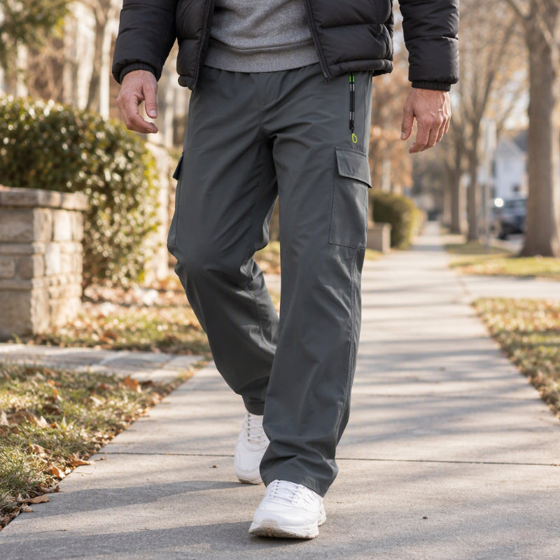 Pantalon cargo imperméable et doublure pelucheuse pour homme