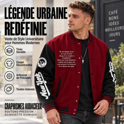 Veste de baseball d'occasion à bloc de couleurs pour hommes