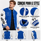 Veste de baseball d'occasion à bloc de couleurs pour hommes