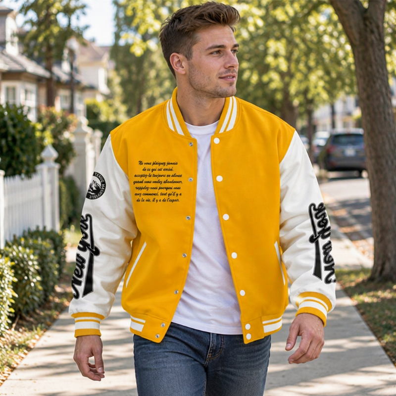 Veste de baseball d'occasion à bloc de couleurs pour hommes