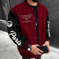 Veste de baseball d'occasion à bloc de couleurs pour hommes