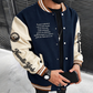 Veste de baseball d'occasion à bloc de couleurs pour hommes