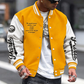 Veste de baseball d'occasion à bloc de couleurs pour hommes