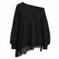 Robe pull oversize à épaules dénudées pour femme, avec bord asymétrique en dentelle florale