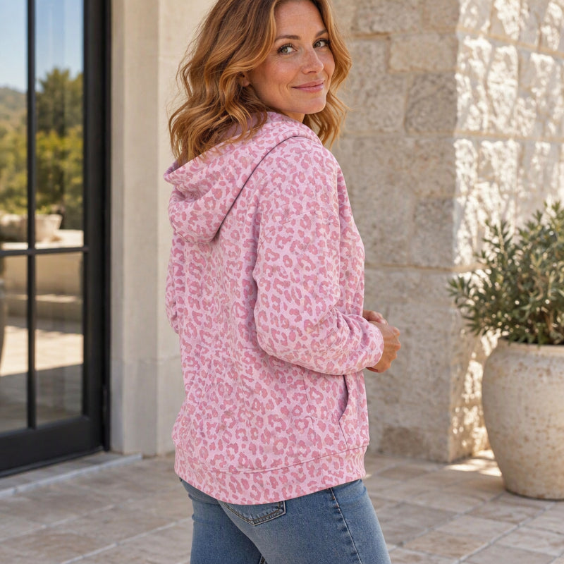 Sweat-shirt décontracté à imprimé léopard pour femme