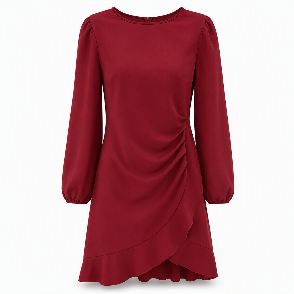 Roche bodycon à manches bouffantes unies pour femmes