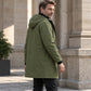 Trench-coat à capuche mi-long pour homme