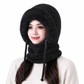 Bonnet en tricot épais pour femme avec tour de cou et masque facial intégrés, bonnet chaud de protection des oreilles pour les activités extérieures en hiver