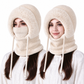 Bonnet en tricot épais pour femme avec tour de cou et masque facial intégrés, bonnet chaud de protection des oreilles pour les activités extérieures en hiver