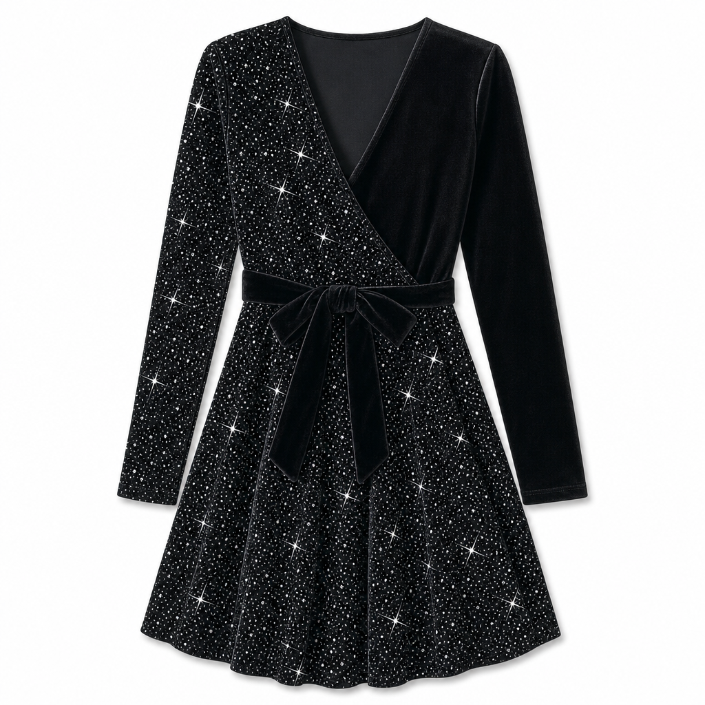 Roche femme moulante à sequins sexy avec col en V et ourlet asymétrique