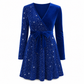 Roche femme moulante à sequins sexy avec col en V et ourlet asymétrique