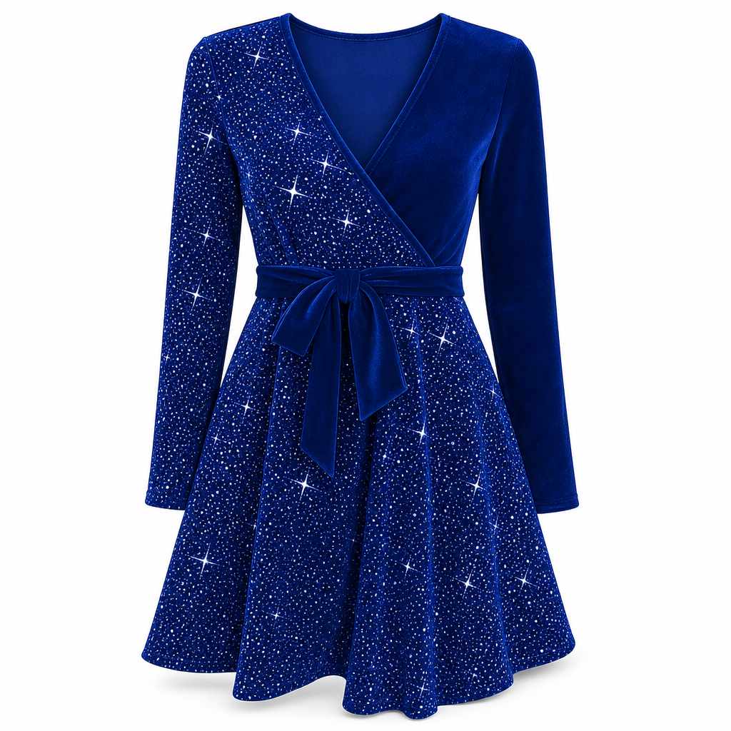 Roche femme moulante à sequins sexy avec col en V et ourlet asymétrique