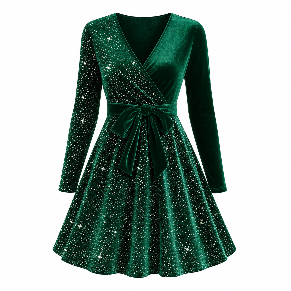 Roche femme moulante à sequins sexy avec col en V et ourlet asymétrique